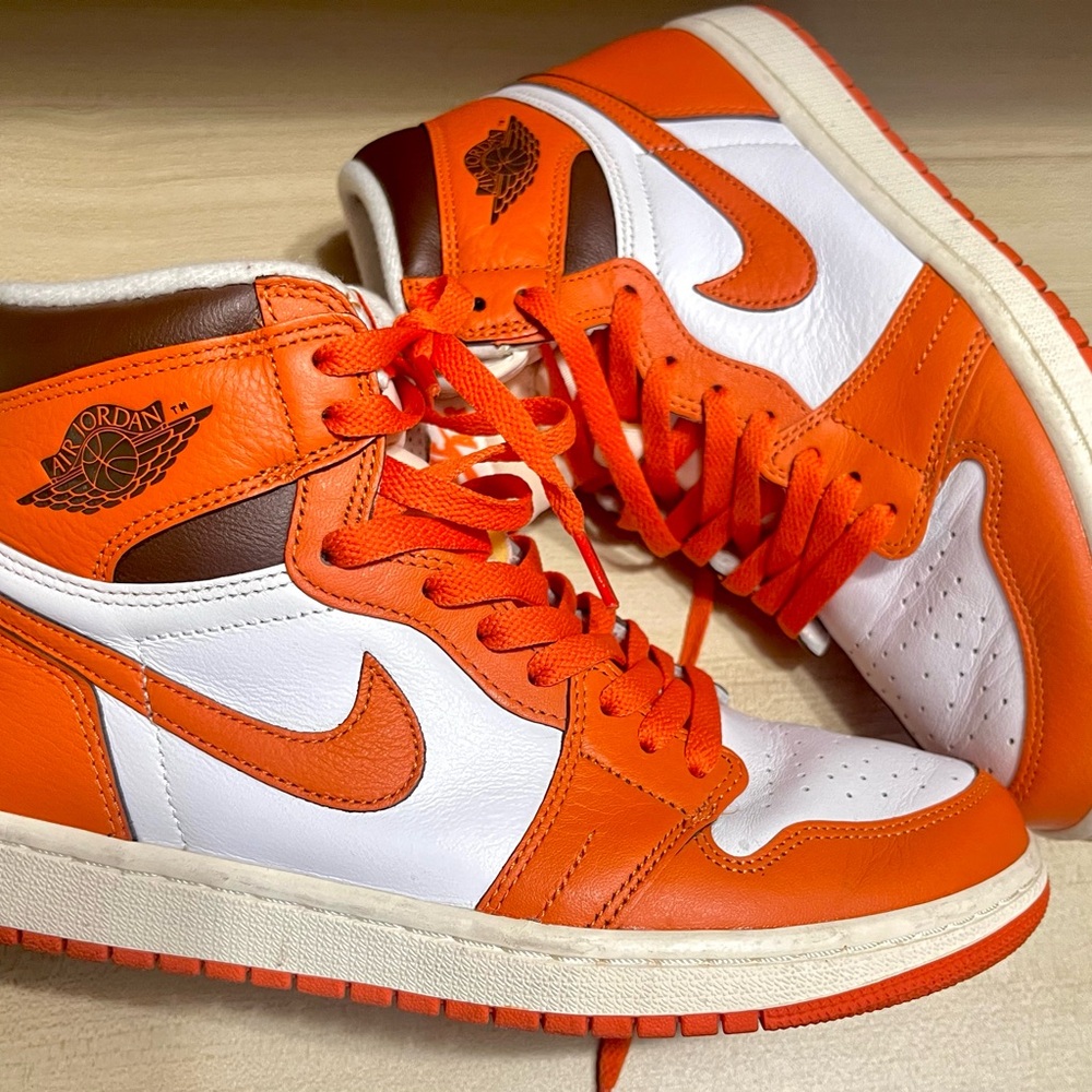 Nike Air Jordan 1 Retro Women's Sneakers in Orange and White